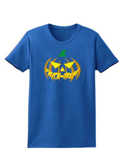 Trick or Treat Jack Yellow Womens Dark T-Shirt-TooLoud-Royal-Blue-X-Small-Davson Sales