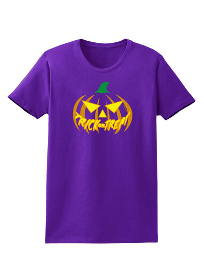 Trick or Treat Jack Yellow Womens Dark T-Shirt-TooLoud-Purple-X-Small-Davson Sales