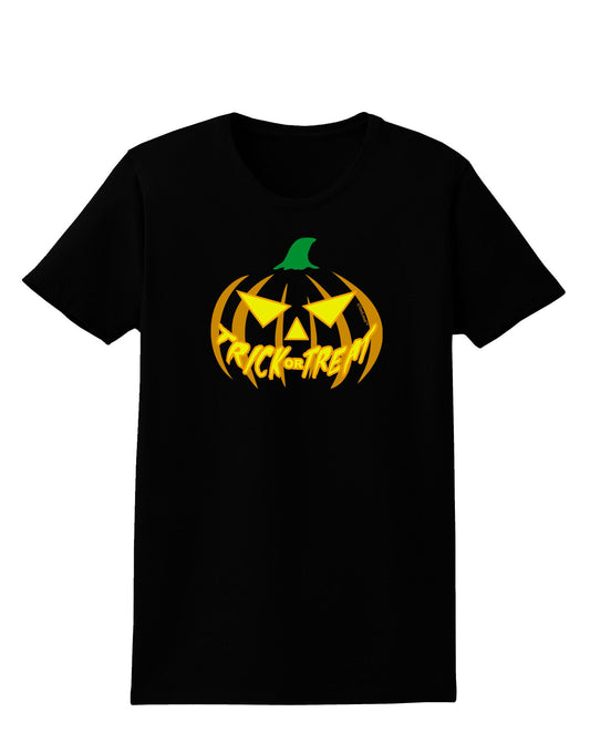 Trick or Treat Jack Yellow Womens Dark T-Shirt-TooLoud-Black-X-Small-Davson Sales