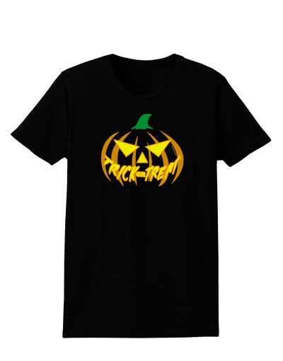 Trick or Treat Jack Yellow Womens Dark T-Shirt-TooLoud-Black-X-Small-Davson Sales