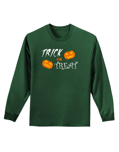 Trick or Treat Pumpkins Adult Long Sleeve Dark T-Shirt-TooLoud-Dark-Green-Small-Davson Sales