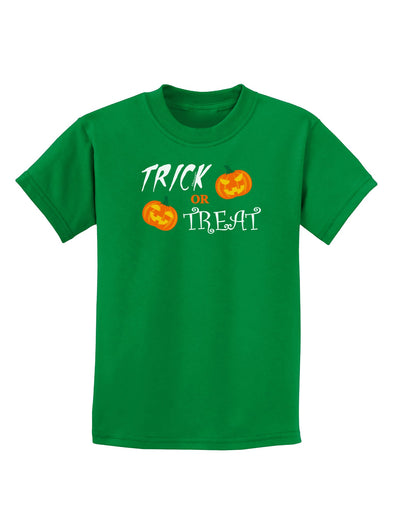 Trick or Treat Pumpkins Childrens Dark T-Shirt-Childrens T-Shirt-TooLoud-Kelly-Green-X-Small-Davson Sales