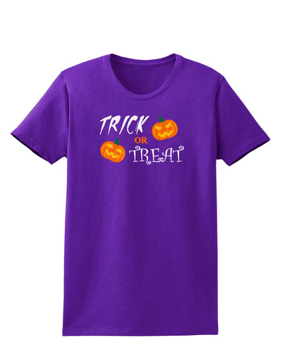 Trick or Treat Pumpkins Womens Dark T-Shirt-TooLoud-Purple-X-Small-Davson Sales