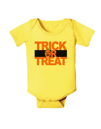 Trick or Treat Text Baby Romper Bodysuit-Baby Romper-TooLoud-Yellow-06-Months-Davson Sales