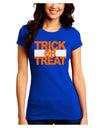 Trick or Treat Text Juniors Crew Dark T-Shirt-T-Shirts Juniors Tops-TooLoud-Royal-Blue-Juniors Fitted Small-Davson Sales