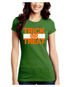 Trick or Treat Text Juniors Crew Dark T-Shirt-T-Shirts Juniors Tops-TooLoud-Kiwi-Green-Juniors Fitted X-Small-Davson Sales