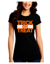 Trick or Treat Text Juniors Crew Dark T-Shirt-T-Shirts Juniors Tops-TooLoud-Black-Juniors Fitted Small-Davson Sales