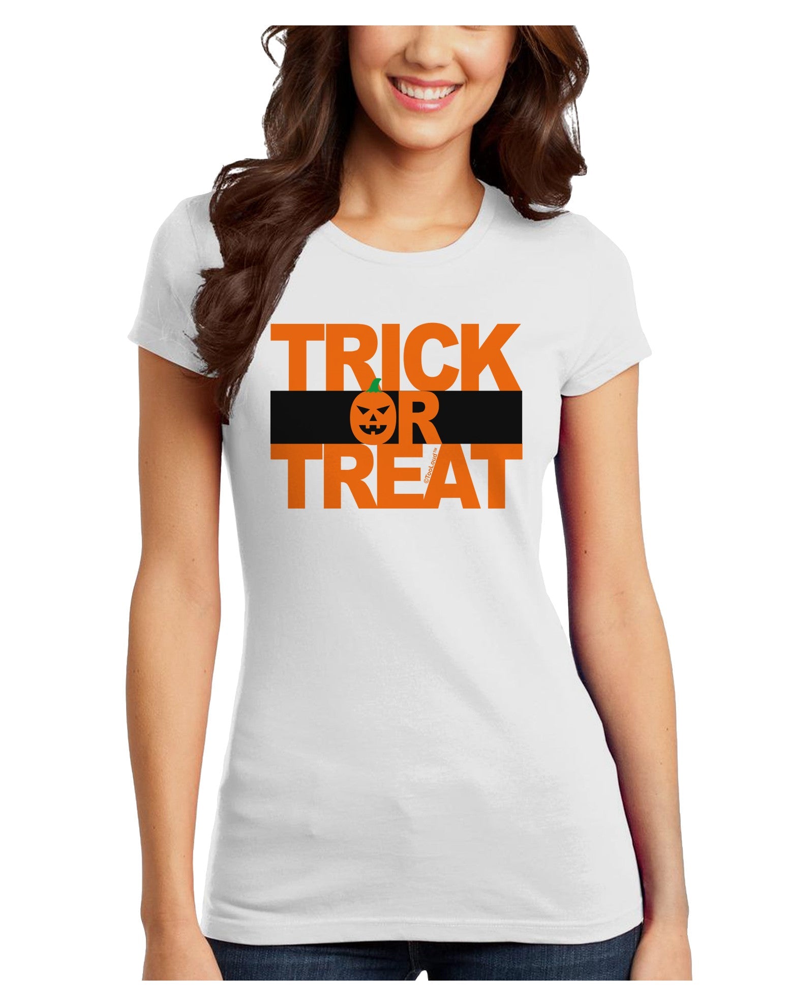 Trick or Treat Text Juniors T-Shirt-Womens Juniors T-Shirt-TooLoud-White-Juniors Fitted X-Small-Davson Sales