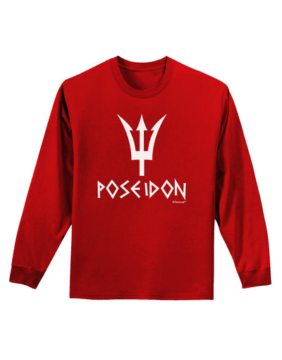 Trident of Poseidon with Text - Greek Mythology Adult Long Sleeve Dark T-Shirt by TooLoud-TooLoud-Red-Small-Davson Sales