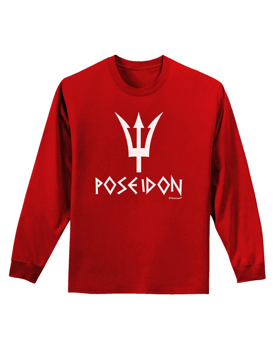 Trident of Poseidon with Text - Greek Mythology Adult Long Sleeve Dark T-Shirt by TooLoud-TooLoud-Black-Small-Davson Sales