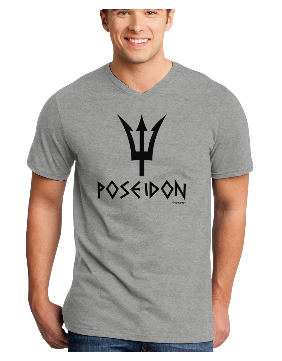 Trident of Poseidon with Text - Greek Mythology Adult V-Neck T-shirt by TooLoud-Mens V-Neck T-Shirt-TooLoud-White-Small-Davson Sales