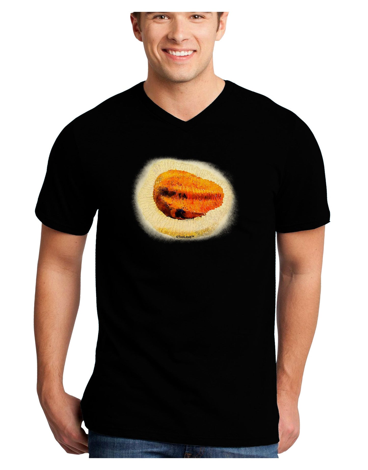 Trilobite Fossil Watercolor Adult Dark V-Neck T-Shirt-TooLoud-Black-Small-Davson Sales