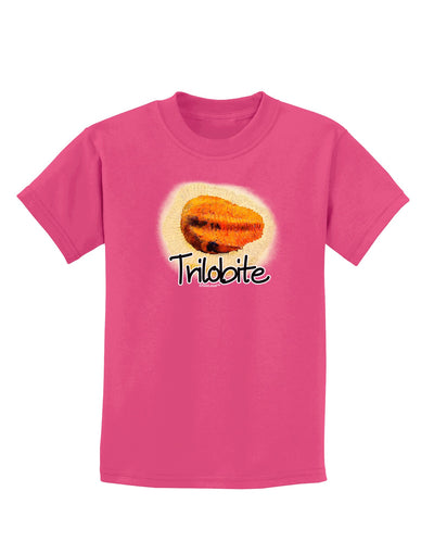 Trilobite Fossil Watercolor Text Childrens Dark T-Shirt-Childrens T-Shirt-TooLoud-Sangria-X-Small-Davson Sales