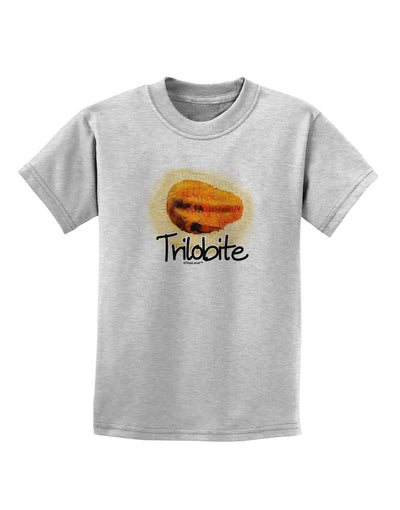 Trilobite Fossil Watercolor Text Childrens T-Shirt-Childrens T-Shirt-TooLoud-AshGray-X-Small-Davson Sales