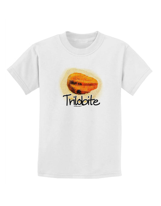 Trilobite Fossil Watercolor Text Childrens T-Shirt-Childrens T-Shirt-TooLoud-White-X-Small-Davson Sales