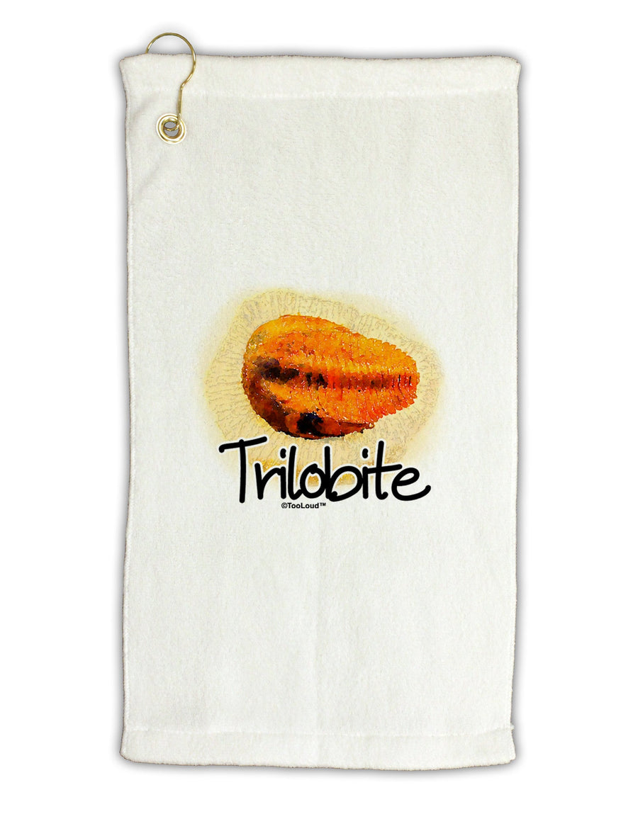 Trilobite Fossil Watercolor Text Micro Terry Gromet Golf Towel 11&#x22;x19-Golf Towel-TooLoud-White-Davson Sales