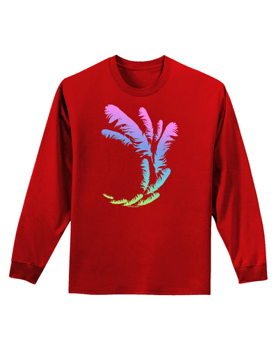 Tropical Feathers Adult Long Sleeve Dark T-Shirt-TooLoud-Red-Small-Davson Sales