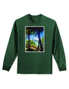 Tropical Skyline Adult Long Sleeve Dark T-Shirt-TooLoud-Dark-Green-Small-Davson Sales