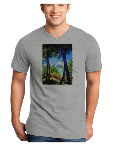 Tropical Skyline Adult V-Neck T-shirt-Mens V-Neck T-Shirt-TooLoud-HeatherGray-Small-Davson Sales