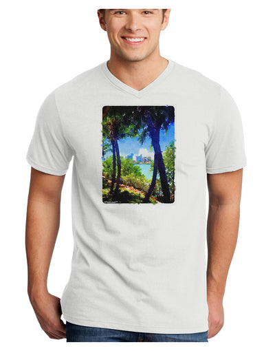 Tropical Skyline Adult V-Neck T-shirt-Mens V-Neck T-Shirt-TooLoud-White-Small-Davson Sales