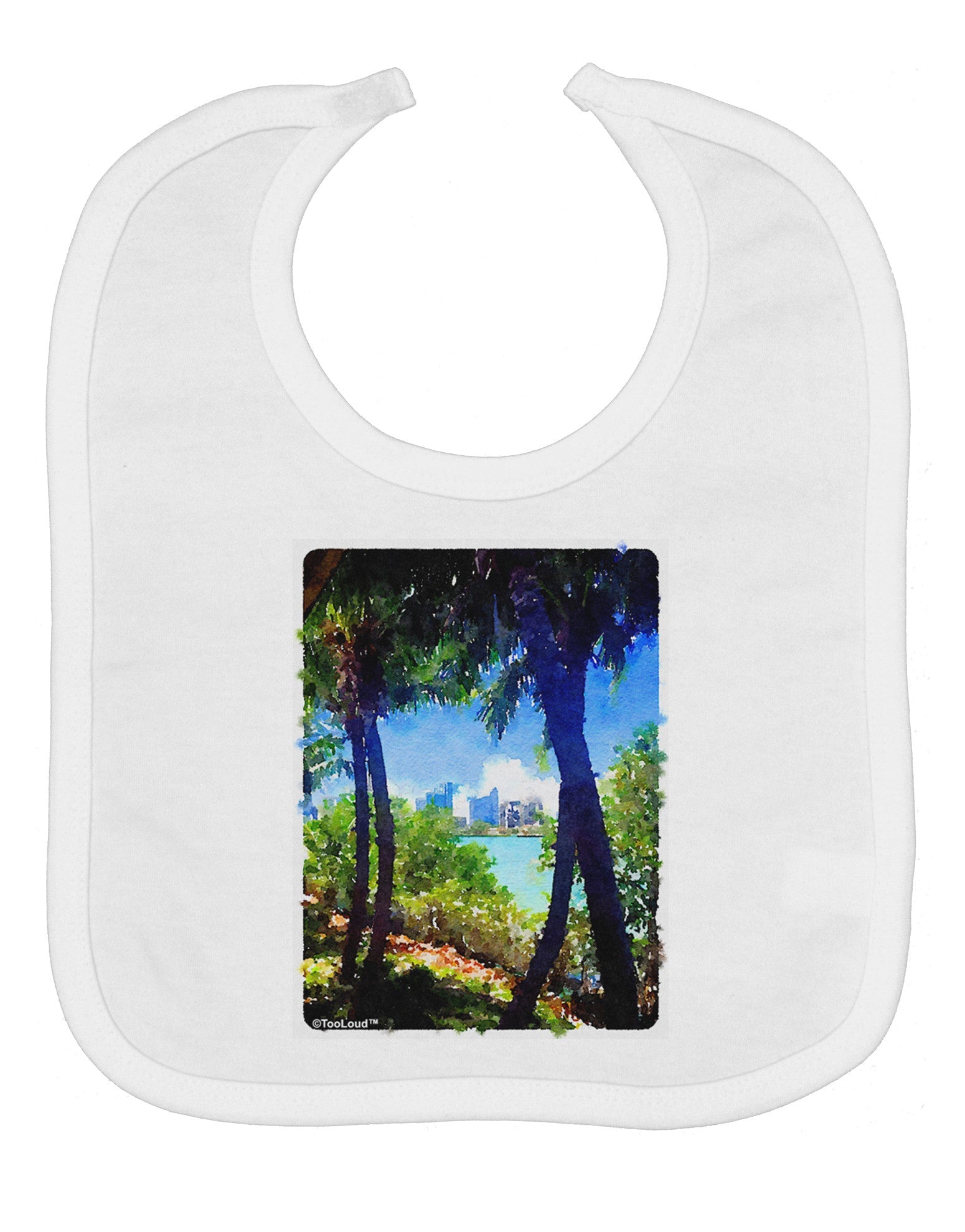 Tropical Skyline Baby Bib
