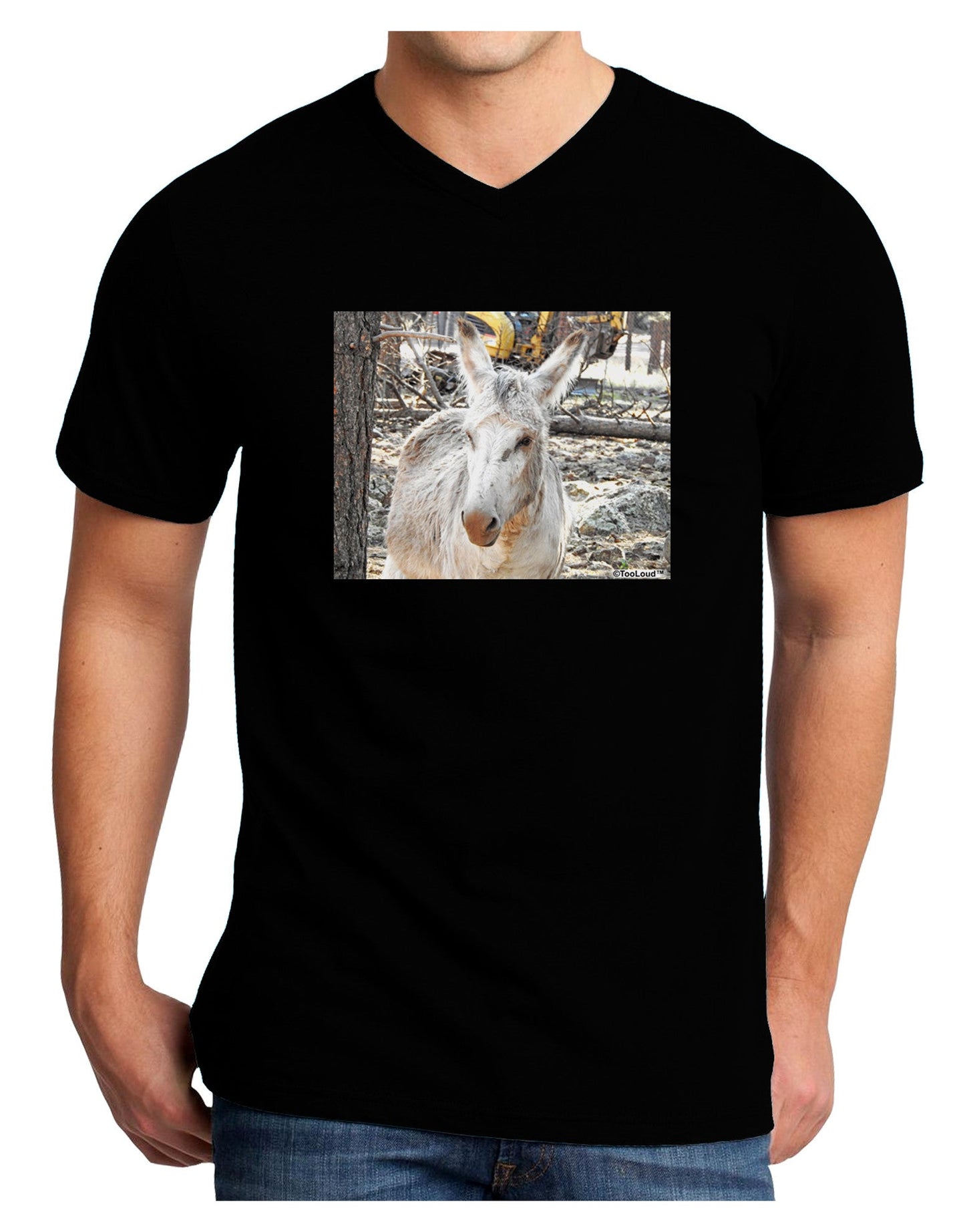 Troubled Burro Adult Dark V-Neck T-Shirt-Mens V-Neck T-Shirt-TooLoud-Black-Small-Davson Sales