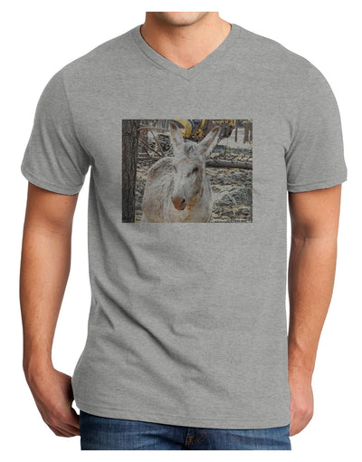 Troubled Burro Adult V-Neck T-shirt-Mens V-Neck T-Shirt-TooLoud-HeatherGray-Small-Davson Sales