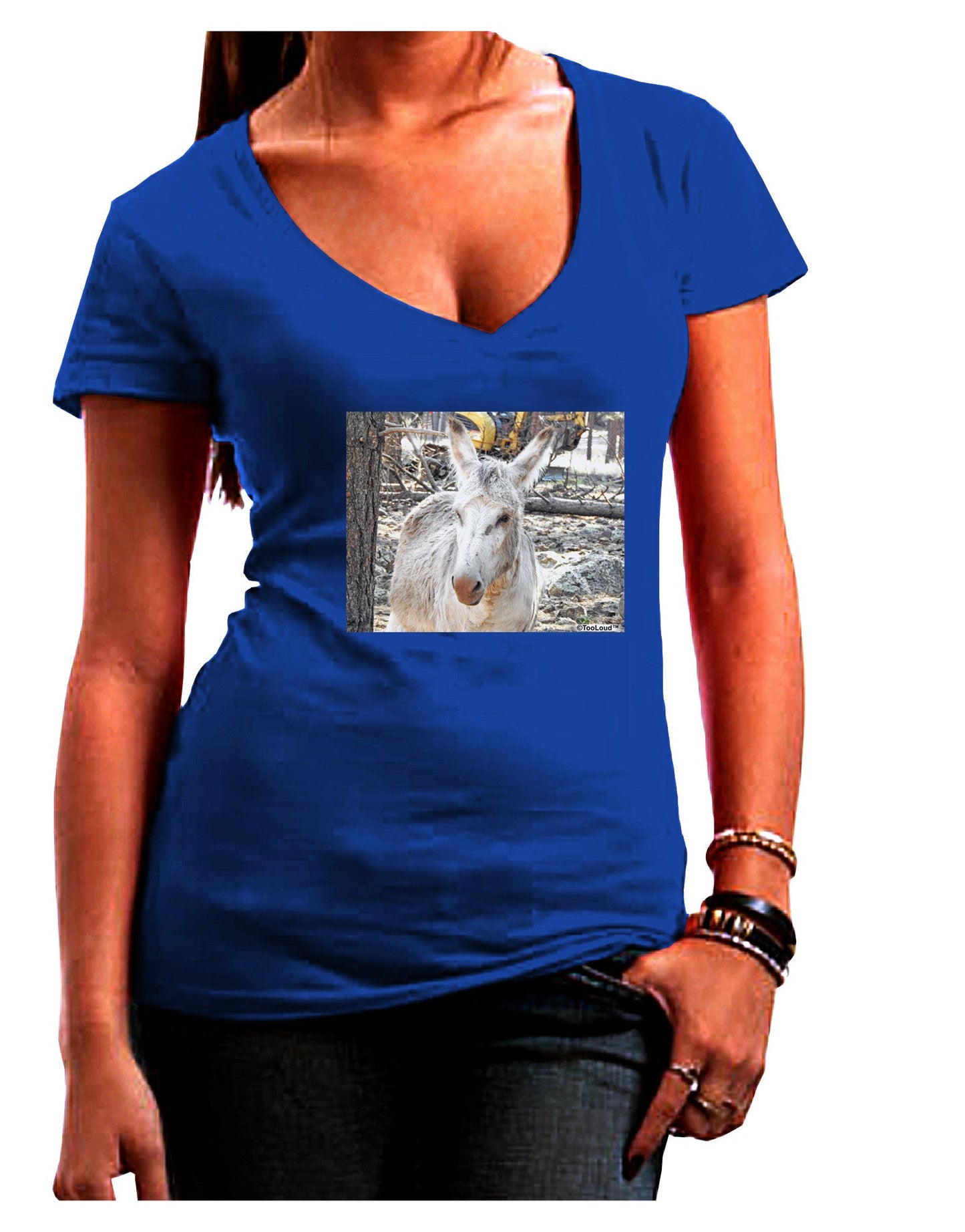 Troubled Burro Womens V-Neck Dark T-Shirt-Womens V-Neck T-Shirts-TooLoud-Royal-Blue-Juniors Fitted Small-Davson Sales