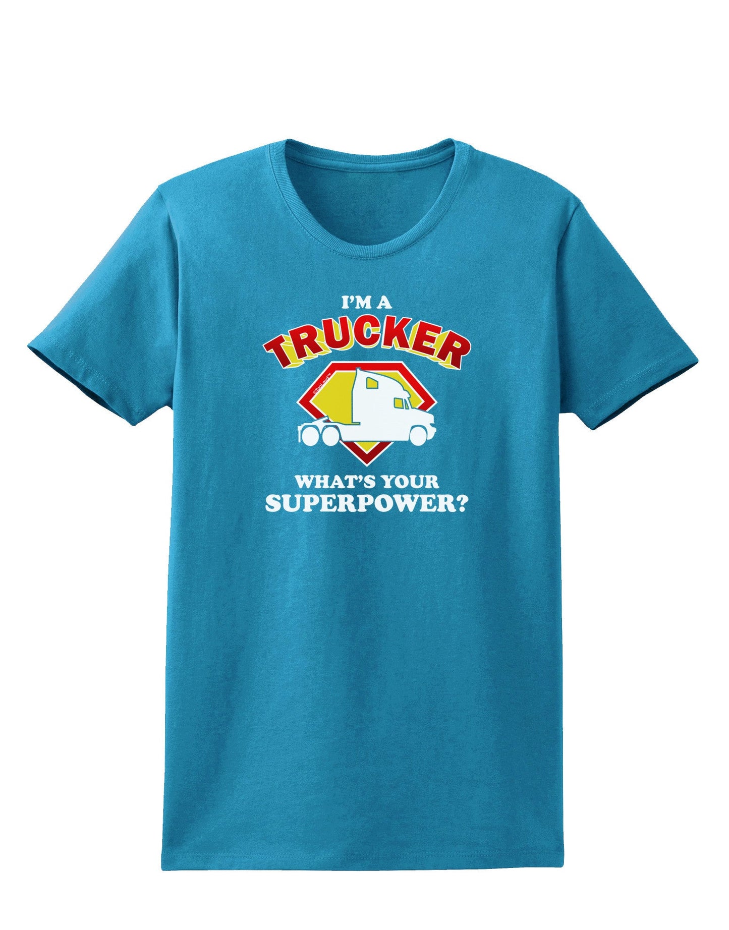 Trucker - Superpower Womens Dark T-Shirt-TooLoud-Turquoise-X-Small-Davson Sales