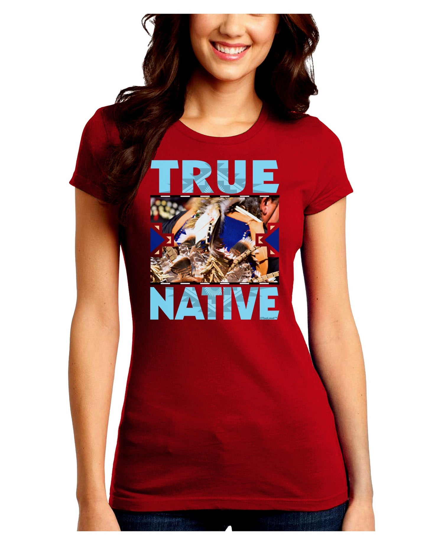 True Native American Juniors Petite Crew Dark T-Shirt-T-Shirts Juniors Tops-TooLoud-Red-Juniors Fitted Small-Davson Sales