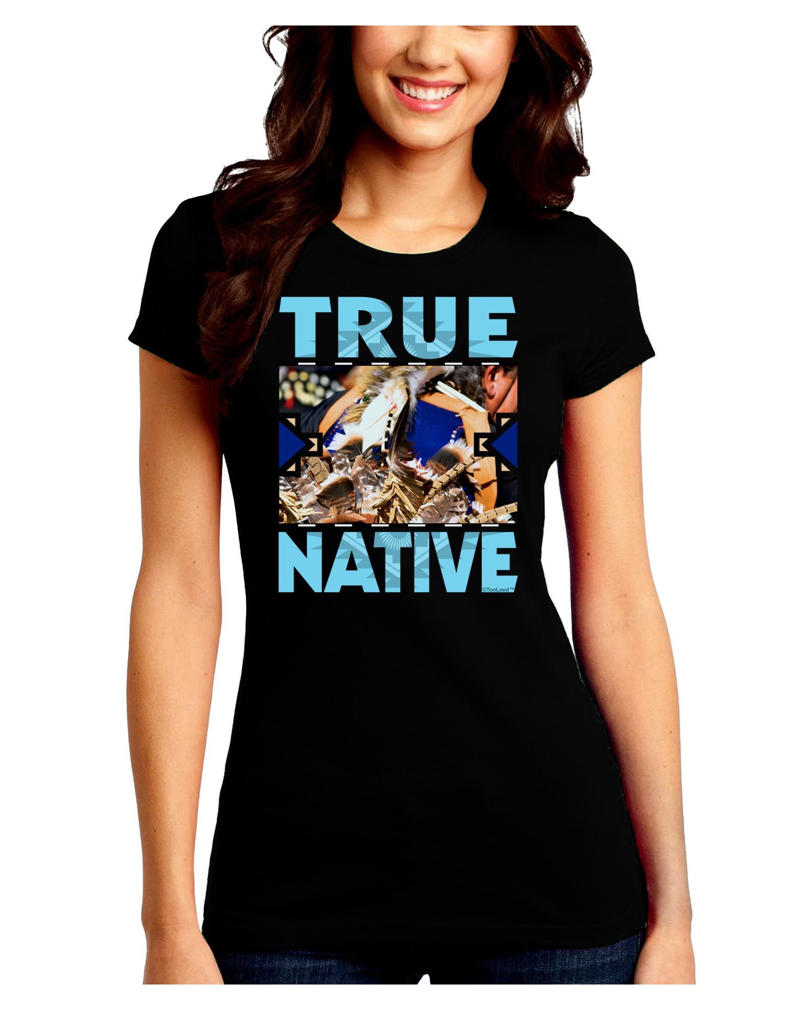 True Native American Juniors Petite Crew Dark T-Shirt-T-Shirts Juniors Tops-TooLoud-Black-Juniors Fitted Small-Davson Sales