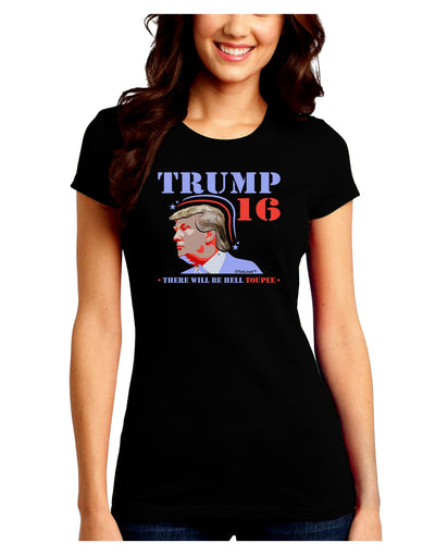 Trump - Hell Toupee Juniors Crew Dark T-Shirt-T-Shirts Juniors Tops-TooLoud-Black-Juniors Fitted Small-Davson Sales