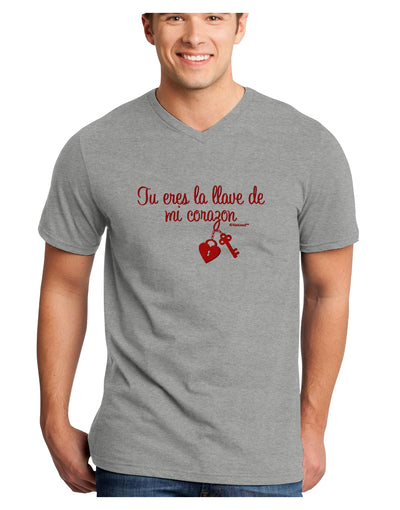 Tu Eres La Llave De Mi Corazon Adult V-Neck T-shirt by TooLoud-Mens V-Neck T-Shirt-TooLoud-HeatherGray-Small-Davson Sales