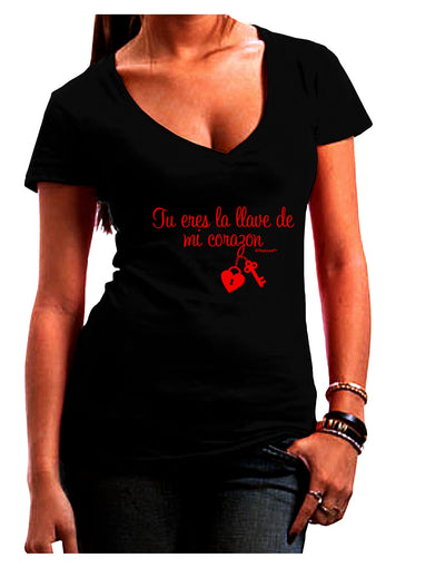 Tu Eres La Llave De Mi Corazon Juniors V-Neck Dark T-Shirt by TooLoud-Womens V-Neck T-Shirts-TooLoud-Black-Juniors Fitted Small-Davson Sales