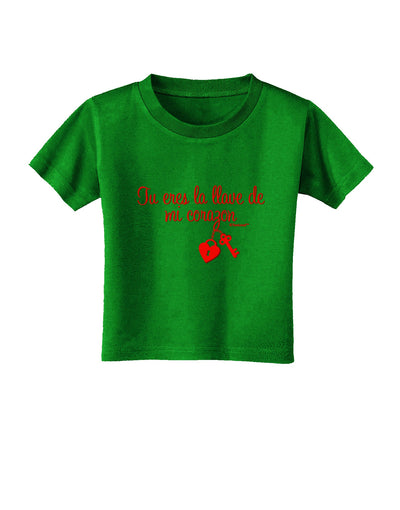 Tu Eres La Llave De Mi Corazon Toddler T-Shirt Dark by TooLoud-Toddler T-Shirt-TooLoud-Clover-Green-2T-Davson Sales