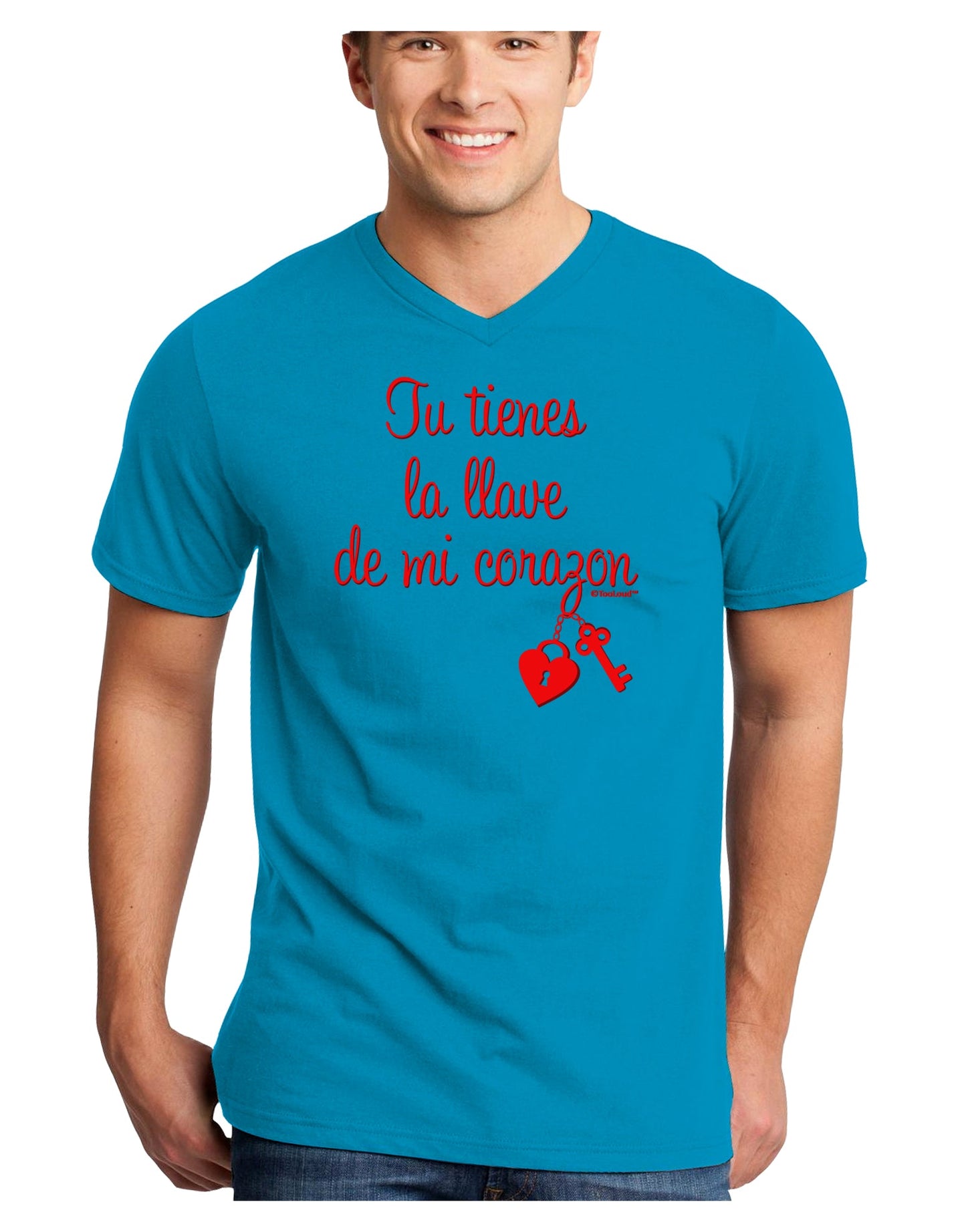 Tu Tienes La Llave De Mi Corazon Adult Dark V-Neck T-Shirt by TooLoud-Mens V-Neck T-Shirt-TooLoud-Turquoise-Small-Davson Sales