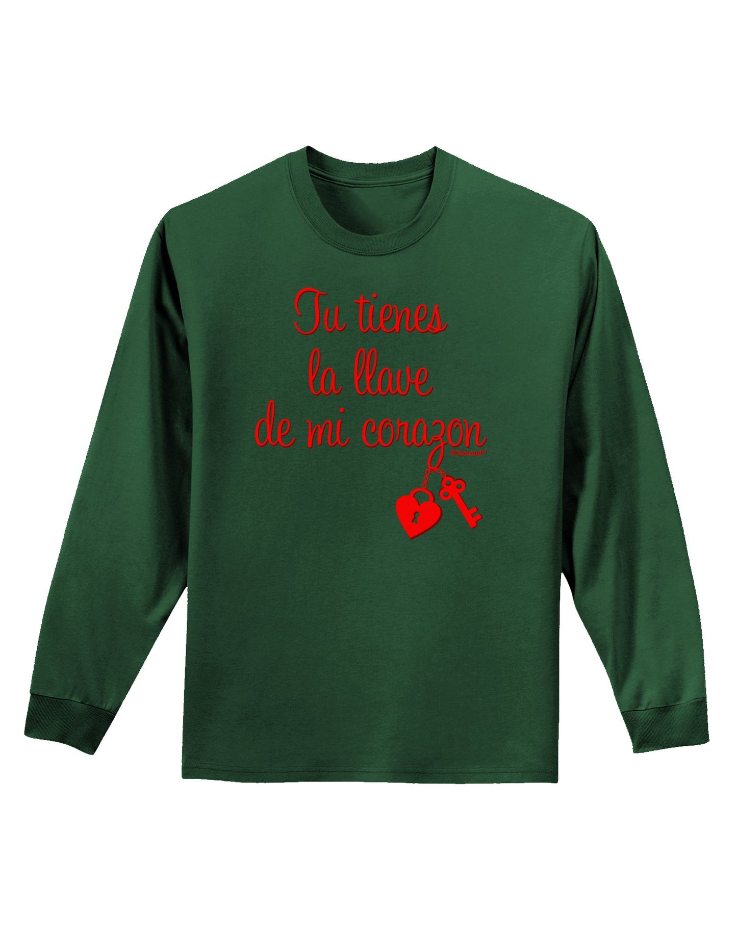 Tu Tienes La Llave De Mi Corazon Adult Long Sleeve Dark T-Shirt by TooLoud-TooLoud-Dark-Green-Small-Davson Sales