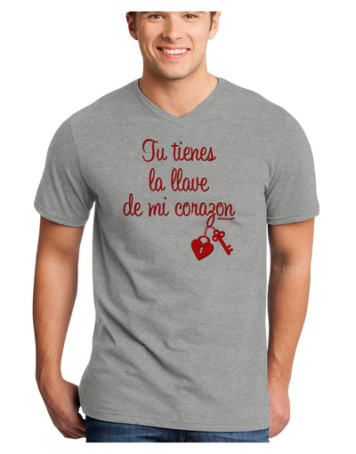 Tu Tienes La Llave De Mi Corazon Adult V-Neck T-shirt by TooLoud-Mens V-Neck T-Shirt-TooLoud-HeatherGray-Small-Davson Sales