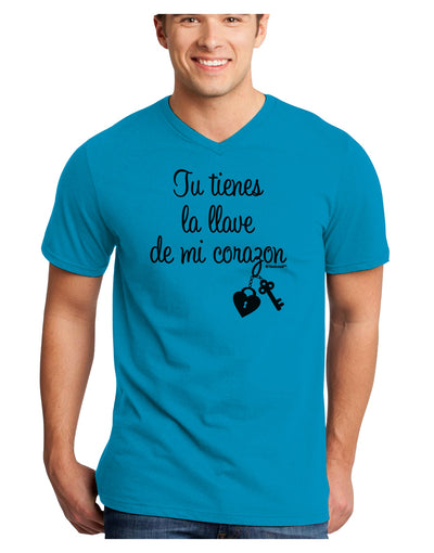 Tu Tienes La Llave De Mi Corazon Adult V-Neck T-shirt by TooLoud-Mens V-Neck T-Shirt-TooLoud-Turquoise-Small-Davson Sales