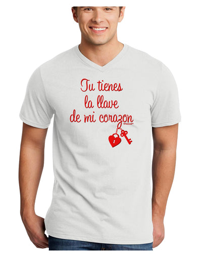 Tu Tienes La Llave De Mi Corazon Adult V-Neck T-shirt by TooLoud-Mens V-Neck T-Shirt-TooLoud-White-Small-Davson Sales