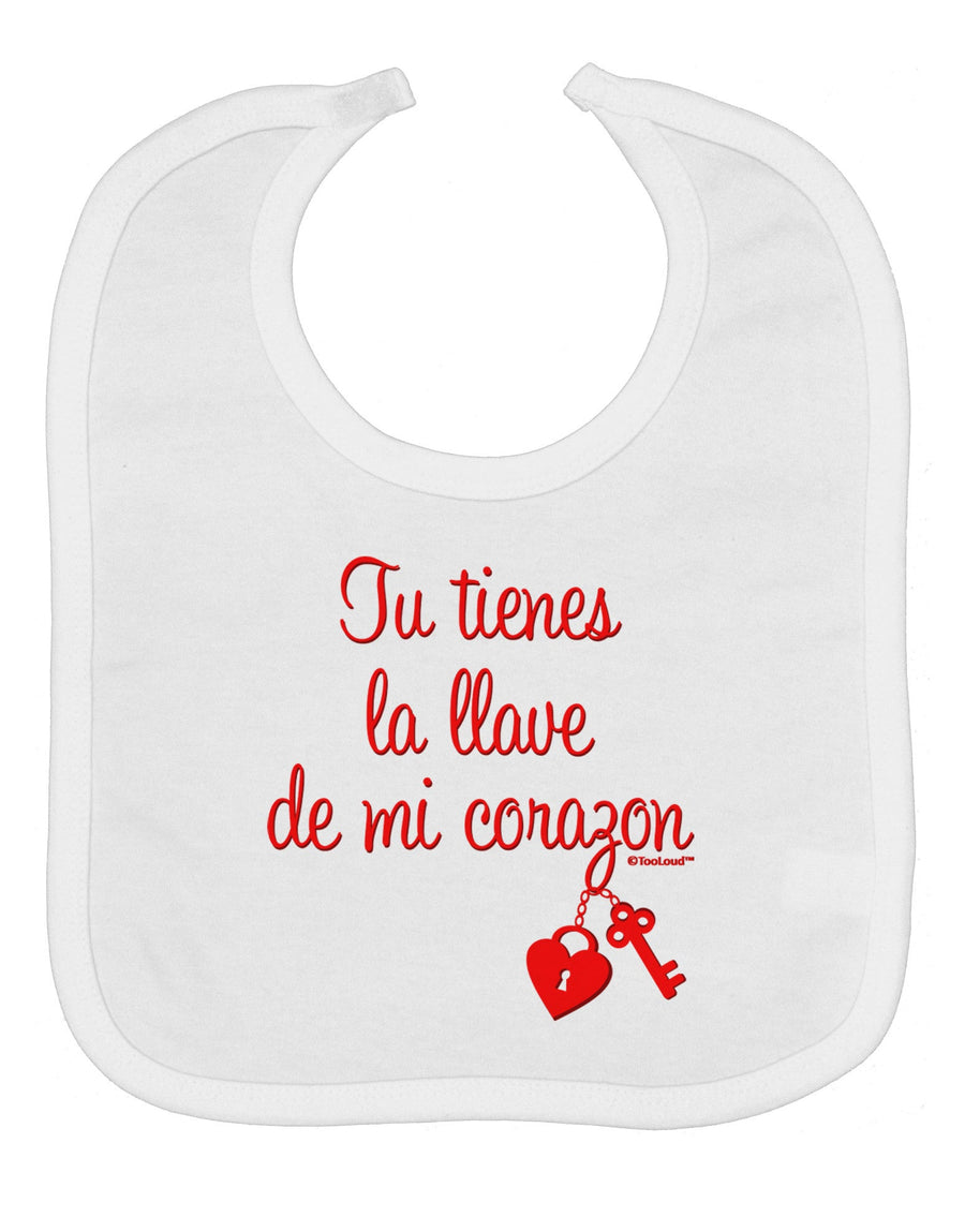 Tu Tienes La Llave De Mi Corazon Baby Bib by TooLoud