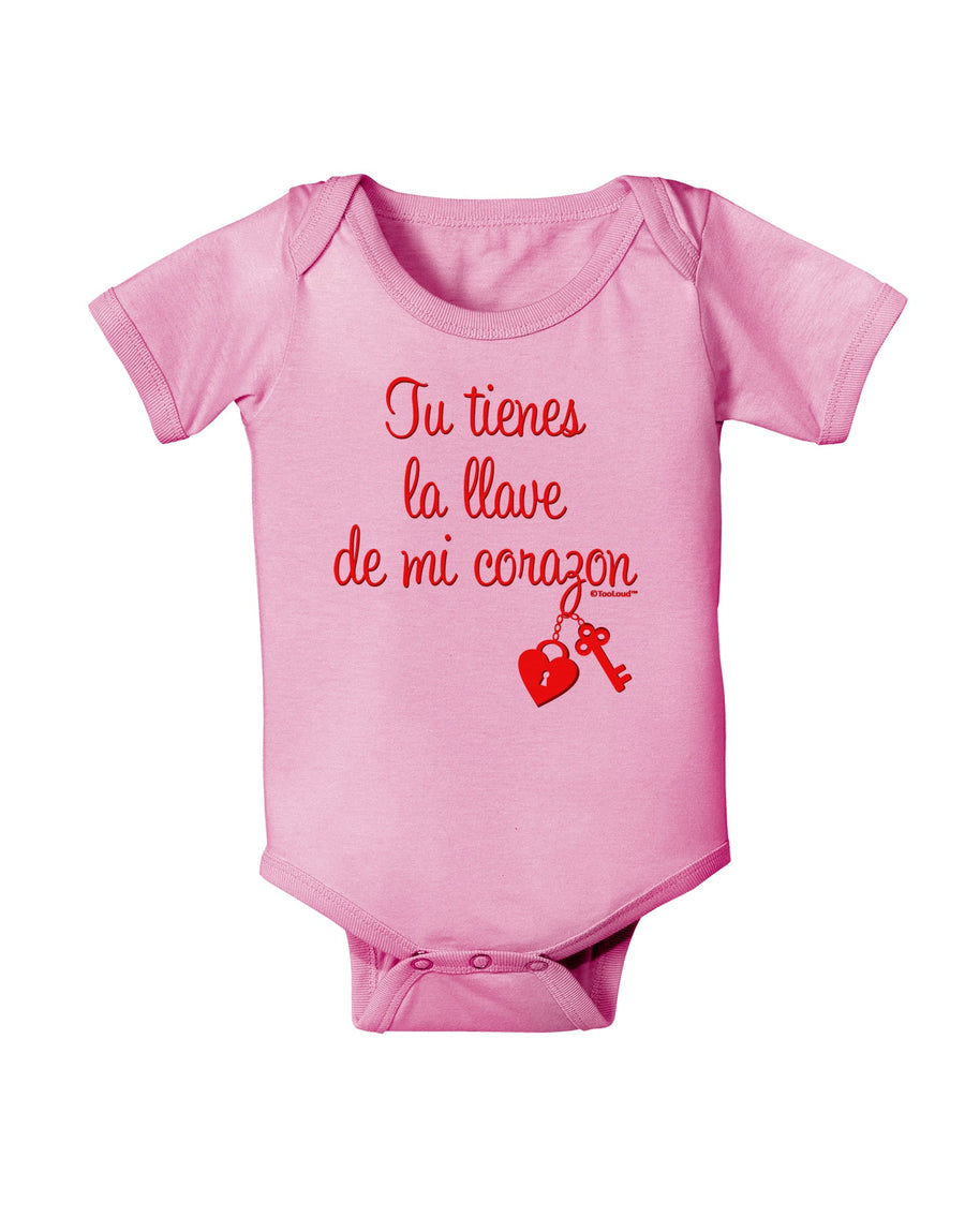 Tu Tienes La Llave De Mi Corazon Baby Romper Bodysuit by TooLoud-Baby Romper-TooLoud-White-06-Months-Davson Sales