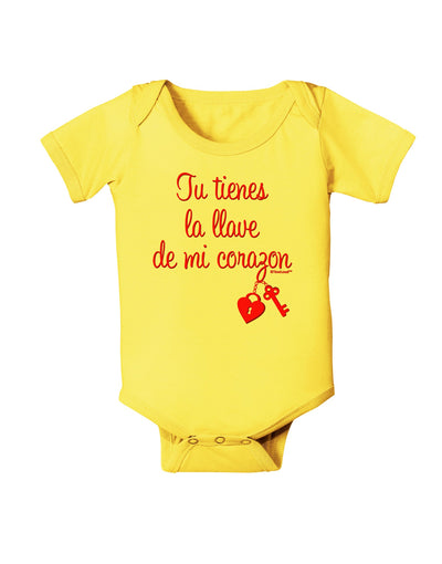 Tu Tienes La Llave De Mi Corazon Baby Romper Bodysuit by TooLoud-Baby Romper-TooLoud-Yellow-06-Months-Davson Sales