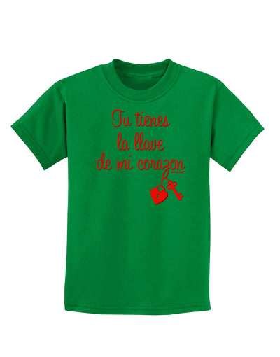 Tu Tienes La Llave De Mi Corazon Childrens Dark T-Shirt by TooLoud-Childrens T-Shirt-TooLoud-Kelly-Green-X-Small-Davson Sales