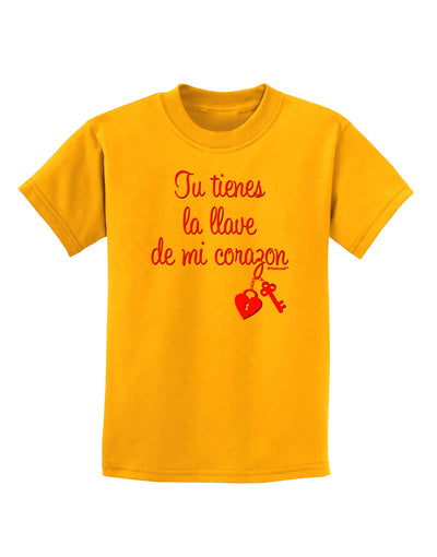 Tu Tienes La Llave De Mi Corazon Childrens T-Shirt by TooLoud-Childrens T-Shirt-TooLoud-Gold-X-Small-Davson Sales