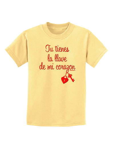 Tu Tienes La Llave De Mi Corazon Childrens T-Shirt by TooLoud-Childrens T-Shirt-TooLoud-Daffodil-Yellow-X-Small-Davson Sales