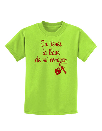 Tu Tienes La Llave De Mi Corazon Childrens T-Shirt by TooLoud-Childrens T-Shirt-TooLoud-Lime-Green-X-Small-Davson Sales