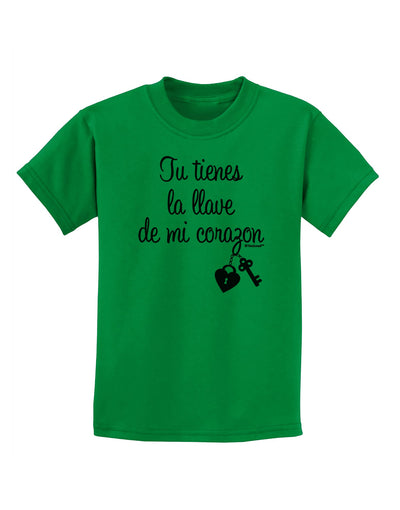 Tu Tienes La Llave De Mi Corazon Childrens T-Shirt by TooLoud-Childrens T-Shirt-TooLoud-Kelly-Green-X-Small-Davson Sales