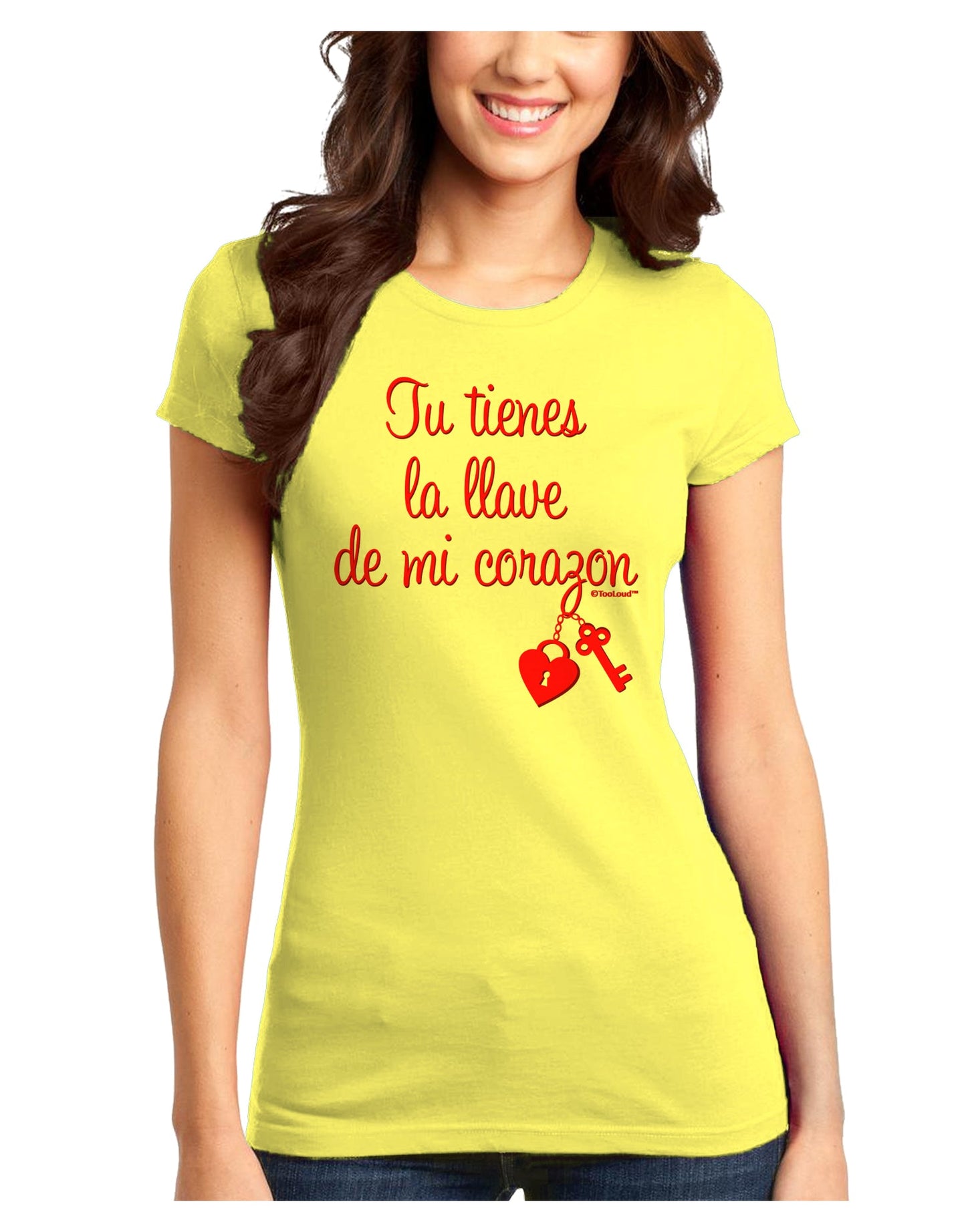 Tu Tienes La Llave De Mi Corazon Juniors T-Shirt by TooLoud-Womens Juniors T-Shirt-TooLoud-Yellow-Juniors Fitted X-Small-Davson Sales
