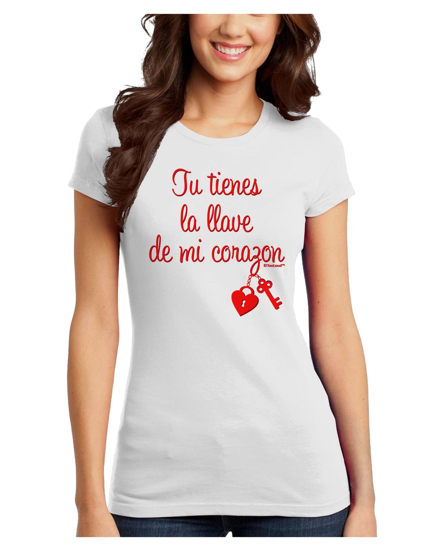 Tu Tienes La Llave De Mi Corazon Juniors T-Shirt by TooLoud-Womens Juniors T-Shirt-TooLoud-White-Juniors Fitted X-Small-Davson Sales